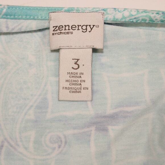 Chico's Zenergy Women's Cold Shoulder‎ Long Sleeve Summer Top Blue Size 3 - Picture 2 of 14